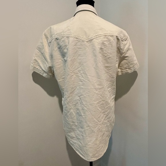 JOHN VARVATOS Chambray Bleached Denim Western Style S/S Snap Button Shirt M’s S - Picture 4 of 8